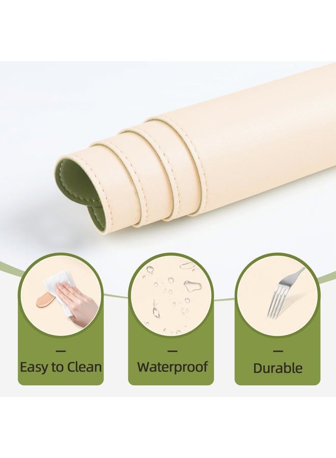 TOHONFOO Makeup Mat for Vanity to Protect Desk Top 23.6 x 11.8 in, Dual-Sided Makeup Mat, Easy to Clean Desk Pad - Waterproof and Oilproof Vanity Accessories (Beige and Olive Green) - Image 4