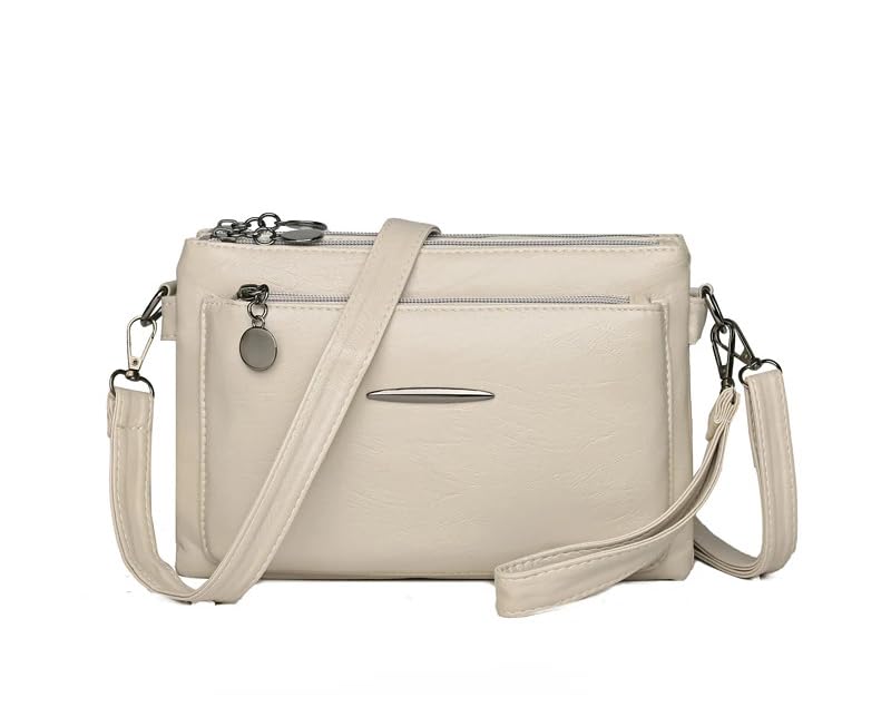 ketmart Women small shoulder bag PU leather material | With Shoulder Adjustable Strap And zipper pocket multi use bag(Color_Beige) - Image 1