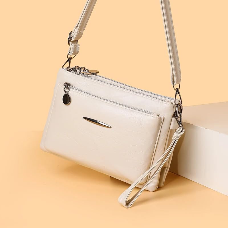 ketmart Women small shoulder bag PU leather material | With Shoulder Adjustable Strap And zipper pocket multi use bag(Color_Beige) - Image 2