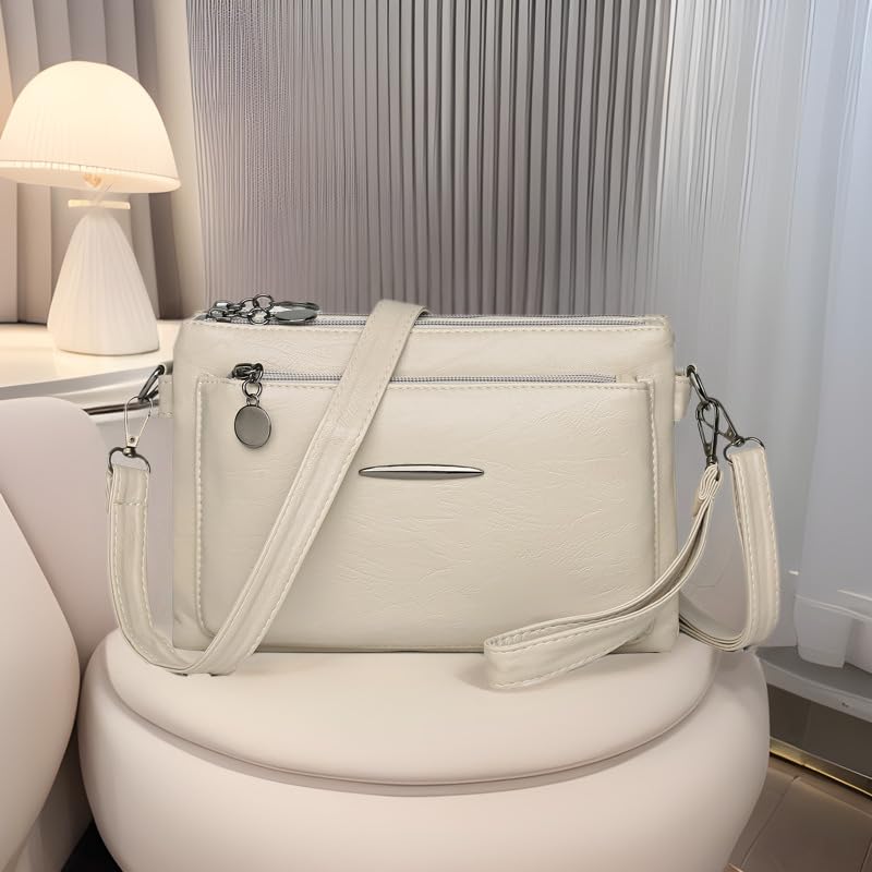 ketmart Women small shoulder bag PU leather material | With Shoulder Adjustable Strap And zipper pocket multi use bag(Color_Beige) - Image 4