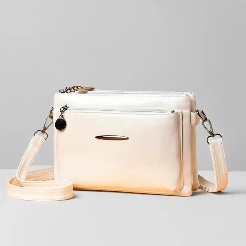 ketmart Women small shoulder bag PU leather material | With Shoulder Adjustable Strap And zipper pocket multi use bag(Color_Beige) - Image 5