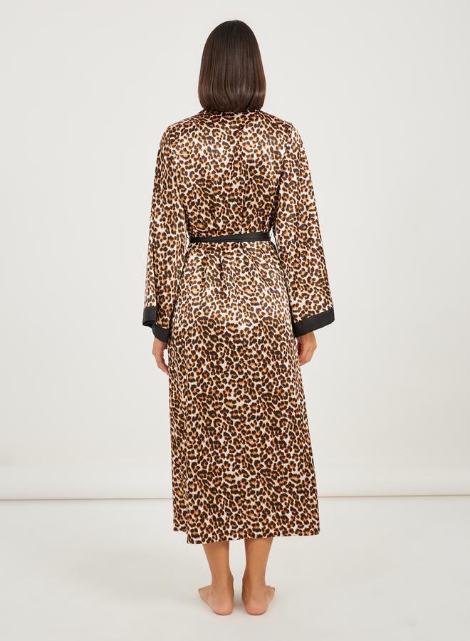 Styli Satin Leopard Print Contrast Edge Robe  - Image 4