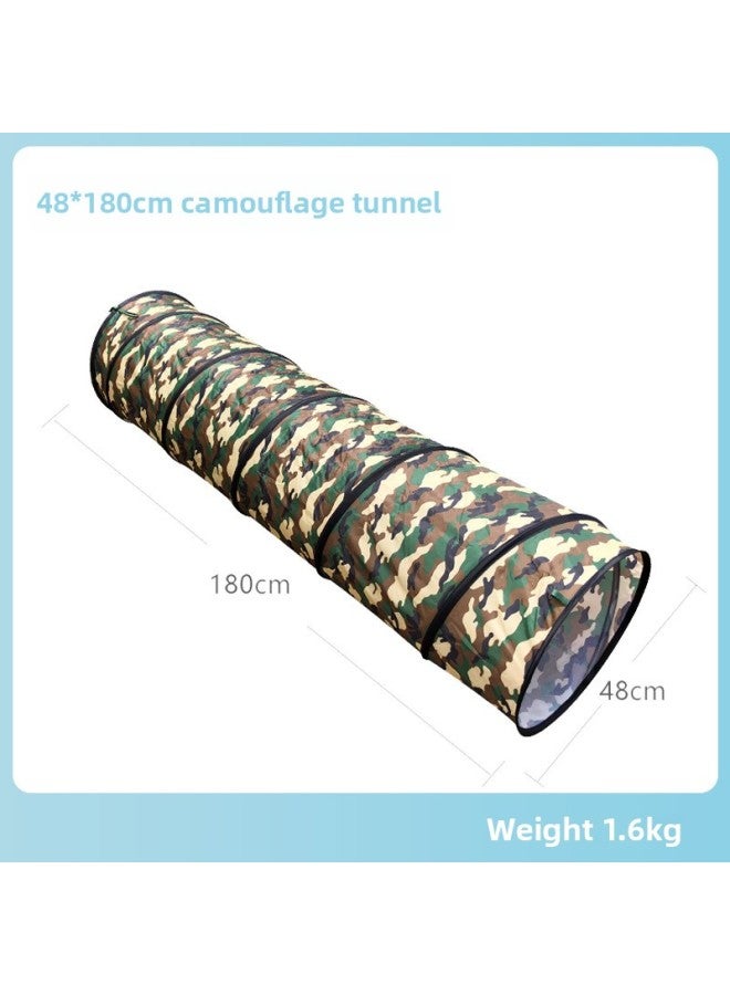 Children's Sunshine Tunnel Crawler Sensor Training Equipment Baby's Indoor Toy Rainbow Caterpillar Drill Hole Tent-Color:48*180cm Camouflage Tunnel - Image 1