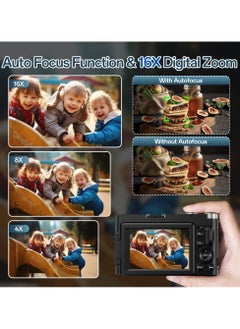 Lecran 4K Digital Camera for Photography, 32GB TF Card, 48MP Autofocus Vlogging Camera for YouTube with 3'' 180°Flip Screen, 16X Digital Zoom Anti-Shake Compact Travel Camera  - Image 4