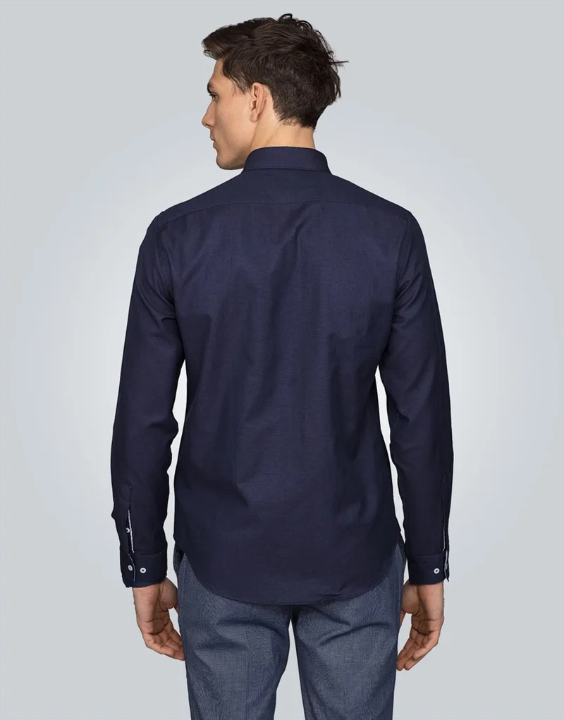 Tudors Slim Fit Sports Navy Blue Shirt