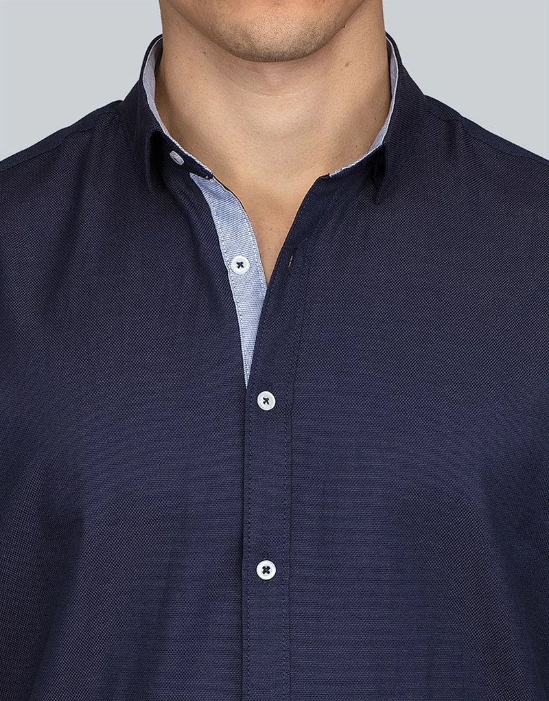 Tudors Slim Fit Sports Navy Blue Shirt