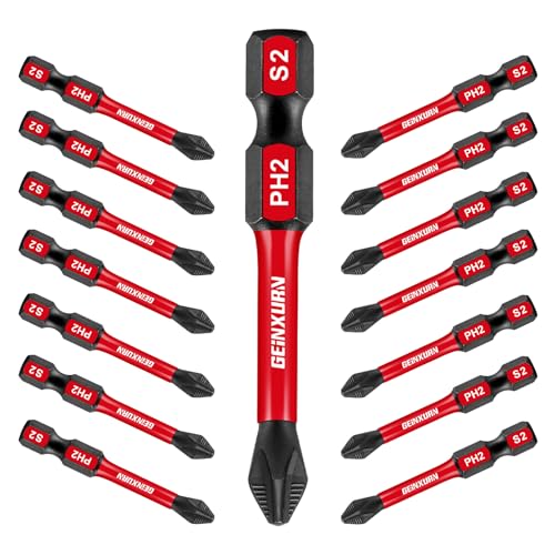 Geinxurn Impact Tough #2 Phillips 2 in. Anti-slip Head Insert Driver Bits,15Pack 1/4 Inch Hex Shank Cross Magnetic PH2 Screwdriver Bits Set - Image 1