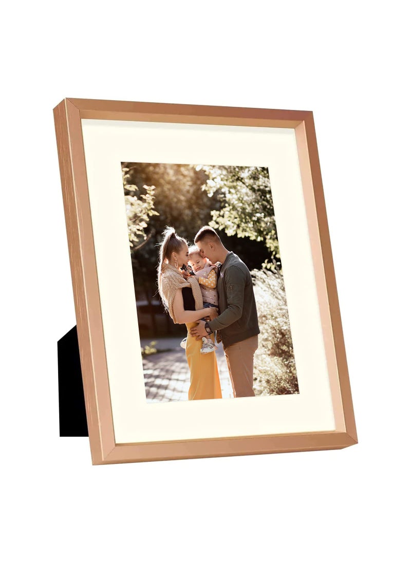 Golden State Art Golden State Art Rose Gold 8x10 Aluminum Frame for 8 x 10 Picture or 5x7 Photo with Mat  Shatter  Resistant Glass  Wall or Tabletop Display  1 Pack 