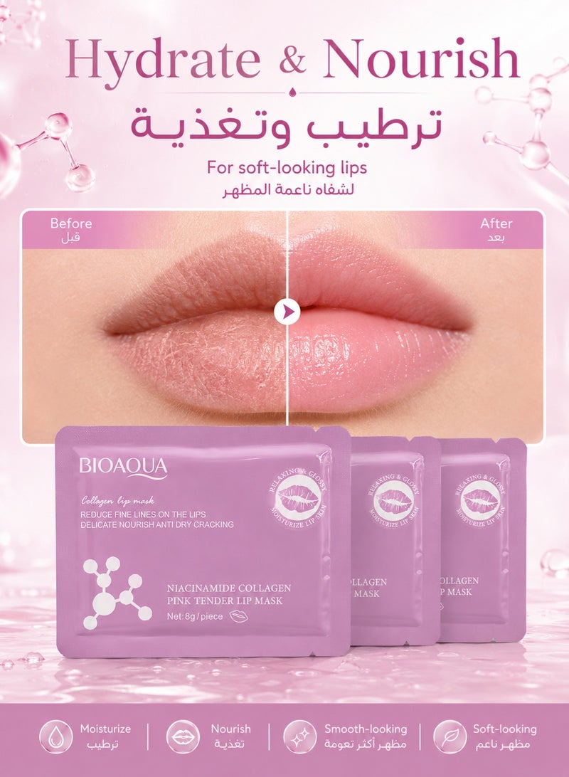 BIOAQUA 12PCS Niacinamide Collagen Lip Mask 8g Each, Moisturizing Hydrating Lip Care Masks for Dry Lips, Soft & Smooth-Looking Lips, Individually Packed - Image 3