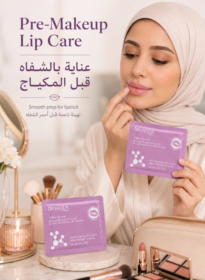 BIOAQUA 12PCS Niacinamide Collagen Lip Mask 8g Each, Moisturizing Hydrating Lip Care Masks for Dry Lips, Soft & Smooth-Looking Lips, Individually Packed - Image 4