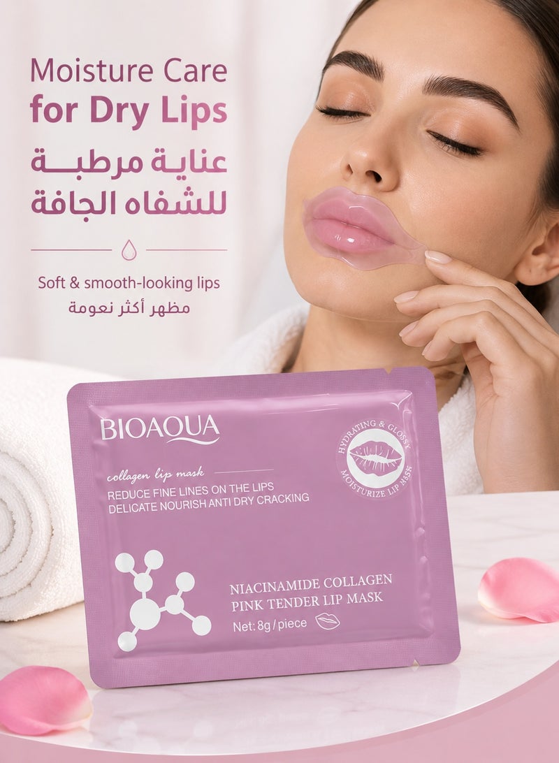 BIOAQUA 12PCS Niacinamide Collagen Lip Mask 8g Each, Moisturizing Hydrating Lip Care Masks for Dry Lips, Soft & Smooth-Looking Lips, Individually Packed - Image 1