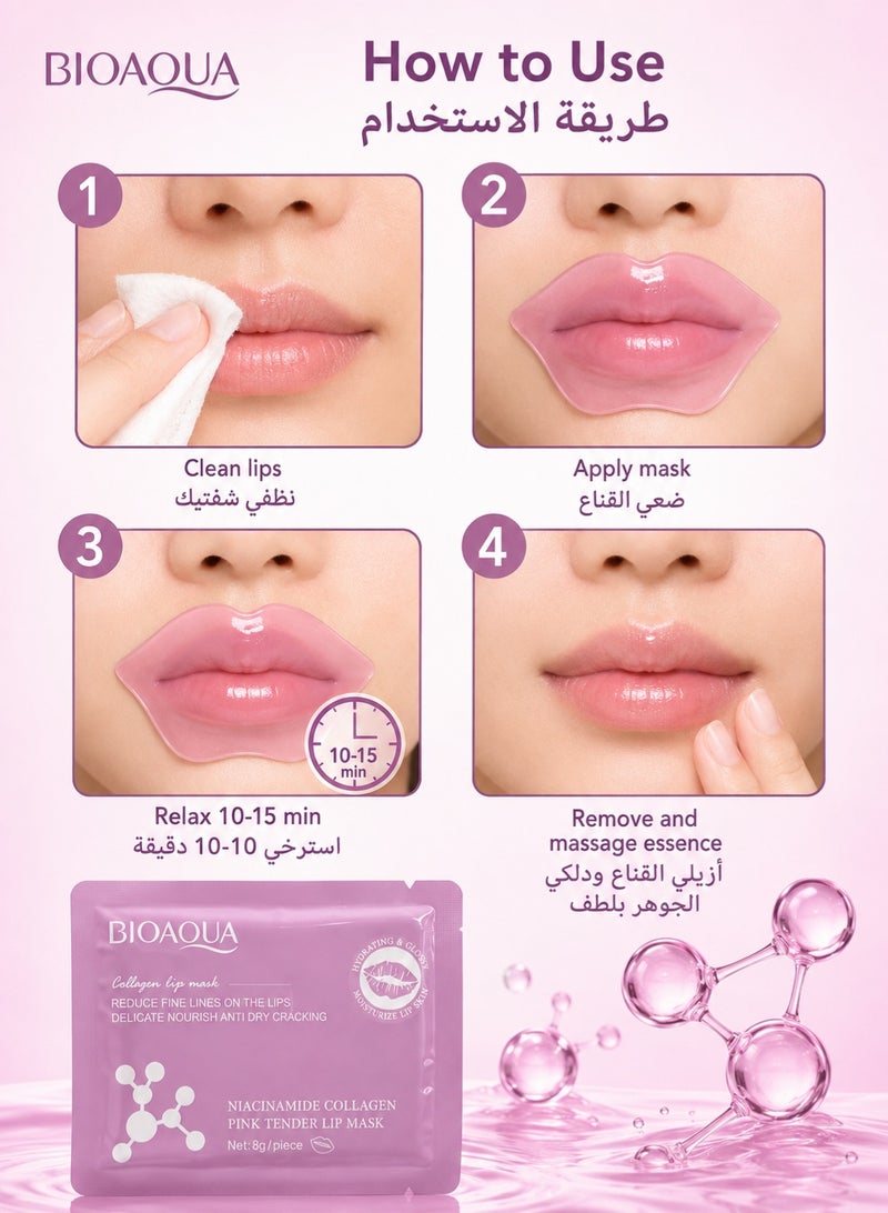 BIOAQUA 12PCS Niacinamide Collagen Lip Mask 8g Each, Moisturizing Hydrating Lip Care Masks for Dry Lips, Soft & Smooth-Looking Lips, Individually Packed - Image 2