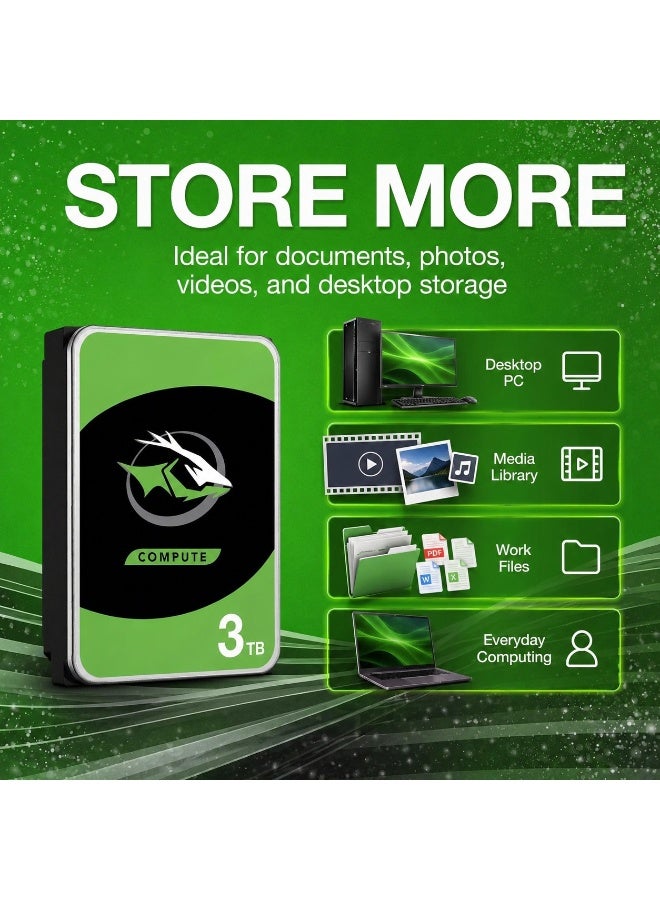 3TB 3.5-Inch Internal Desktop Hard Drive, SATA 6Gb/s, 5400RPM, 256MB Cache, Up to 600MB/s Burst Rate for PC Storage - Image 5