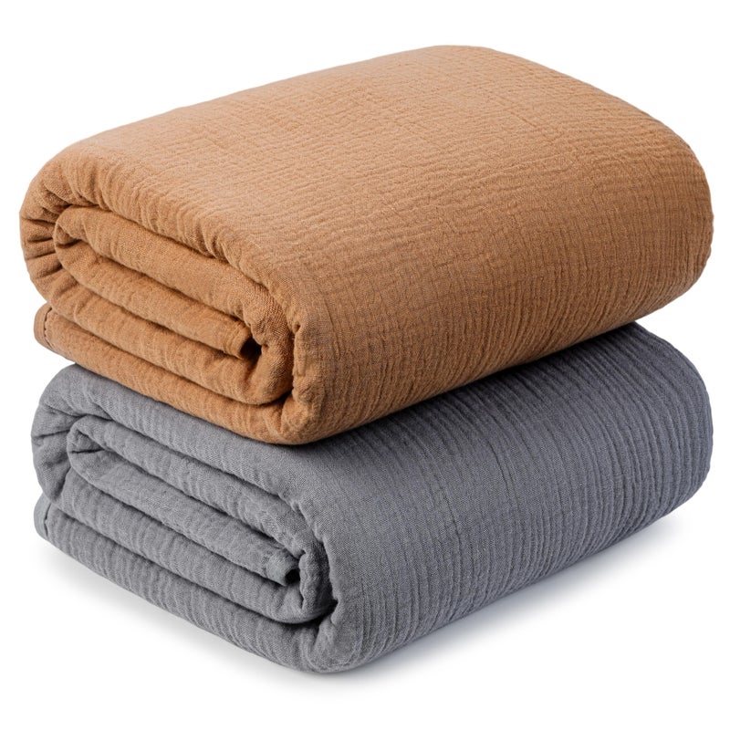 GUNTAIL Muslin Swaddle Blankets for Newborn 2 Pack Breathable Soft Receiving Blanket Large 41 x 41 inches Swaddle Wrap Burping Clothes Essentials Infant Shower Items Gray Coffee - Image 2