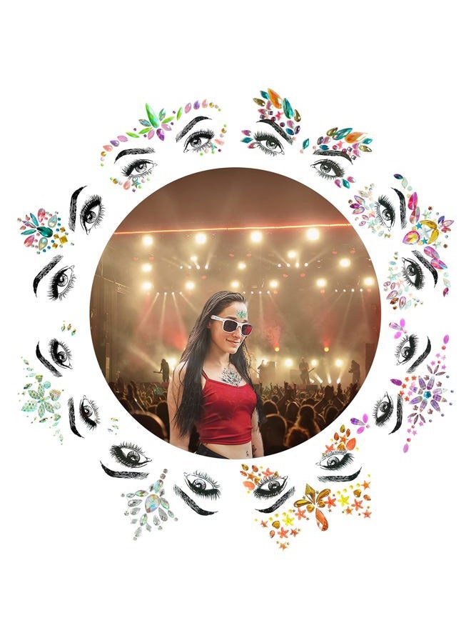 SHINEYES 8 Pc Music Rave Face Jewels: Rhinestone Crystal Gems for Eyes, Body & More - Image 2