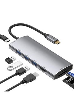USB Hub to HDMI Multiport AorZ C Dongle Adapter 7 in 1 with 4K Output 3 3.0 Ports Micro SD Card Reader 100W PD Compatible MacBook Pro Air HP XPS and More Type Device