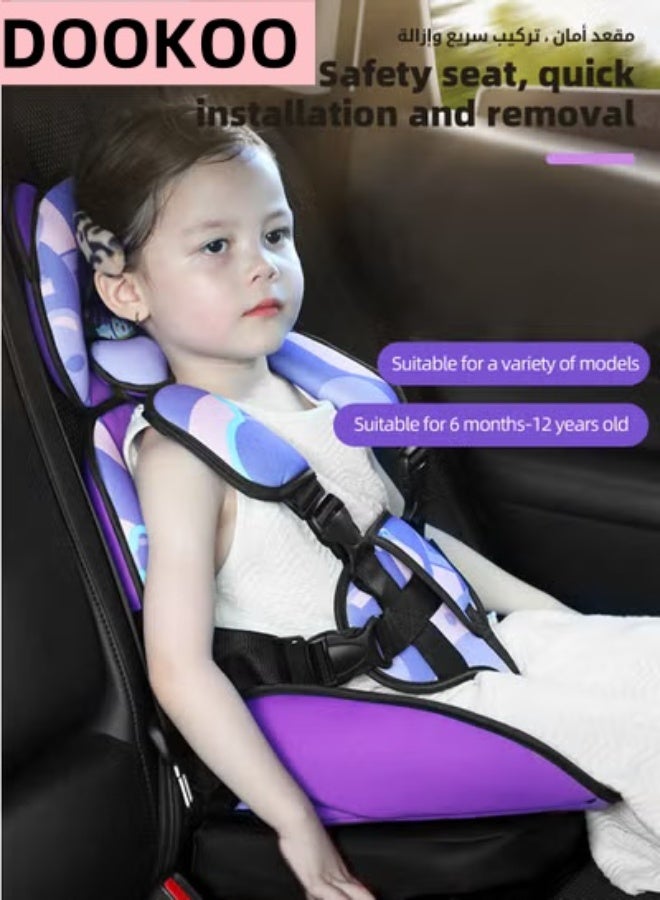 DOOKOO Auto Child Safety Seat, Simple Car Portable Seat Belt, Foldable Car Seat Protection Travel Accessories for Kids 0-12, Car Seat Liner for Toddlers 3-5 - Image 2