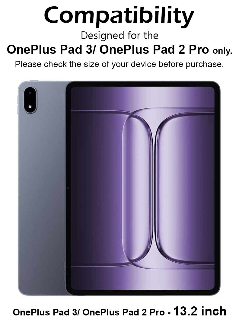 ثيودور جراب لوحة مفاتيح لجهاز OnePlus Pad 3/ OnePlus Pad 2 Pro مع لوحة مفاتيح 13.2 بوصة، غطاء نحيف وخفيف الوزن 2025 مع لوحة مفاتيح بلوتوث لاسلكية قابلة للفصل مغناطيسيًا، غطاء قابل للفصل مغناطيسيًا، خاصية التشغيل/الإيقاف التلقائي - أسود - Image 2