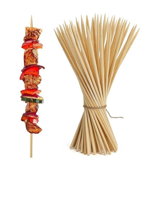 Natural Wooden BBQ Skewers – 100 Pieces – Durable & Break-Resistant – Perfect for Shish Tawook, Kebab & Grilling – Code 4442