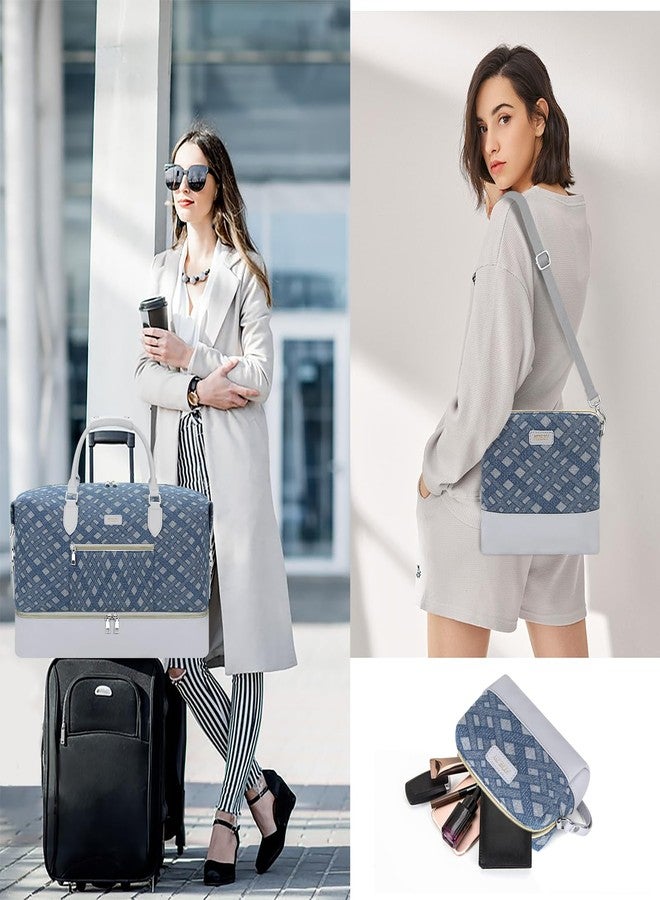 ITIEZY Weekend Bag for Women, Travel Bag with Shoe Compartment, Large Nylon Travel Tote Bag, 8a-light Blue, L - Image 2