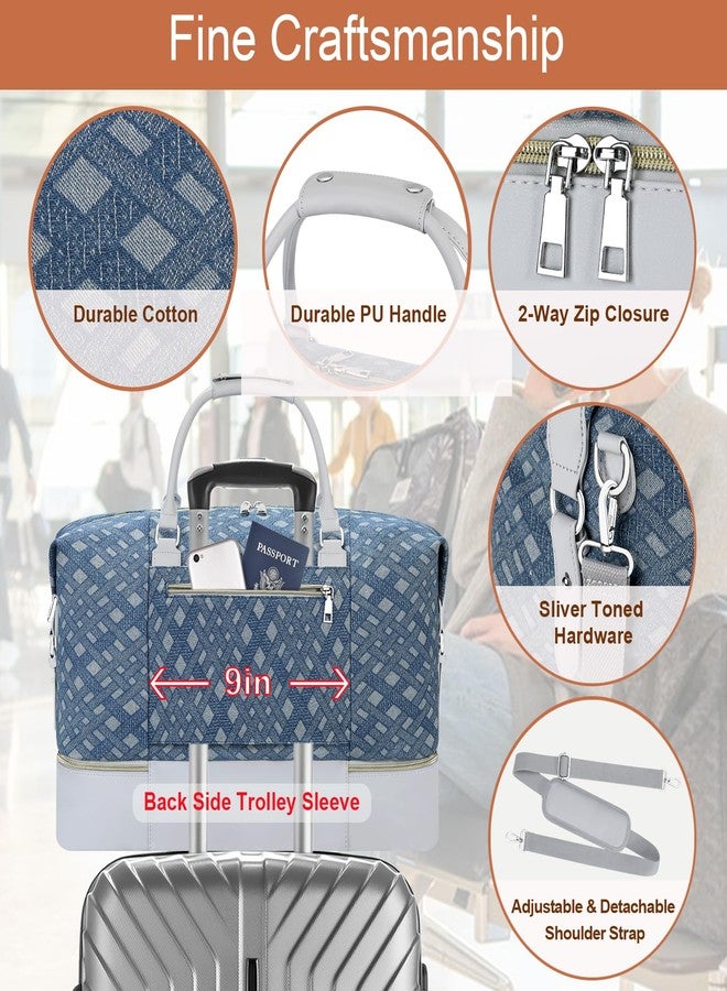 ITIEZY Weekend Bag for Women, Travel Bag with Shoe Compartment, Large Nylon Travel Tote Bag, 8a-light Blue, L - Image 5