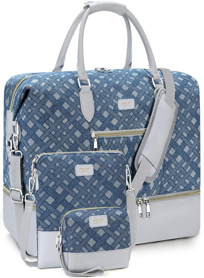 ITIEZY Weekend Bag for Women, Travel Bag with Shoe Compartment, Large Nylon Travel Tote Bag, 8a-light Blue, L - Image 1