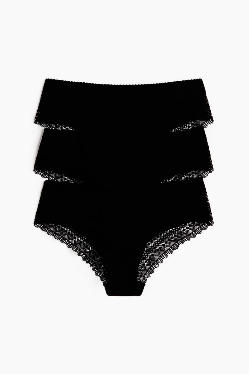 H&M  3-pack cotton and lace hipster briefs for Women | Best Price UAE