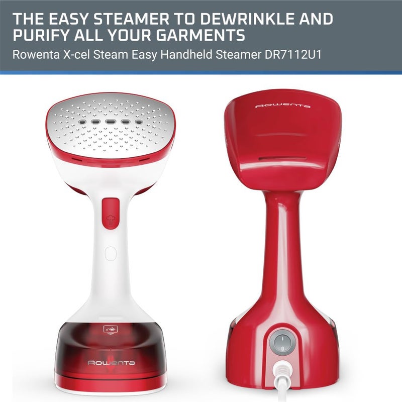 Rowenta, Steamer for Clothes, X-Cel Easy Steam Handheld Steamer, 15 Second Heatup, 5 Ounce Capacity, 1400 Watts, Portable, Travel Must Have, Red Clothes Steamer, DR7112 - Image 2