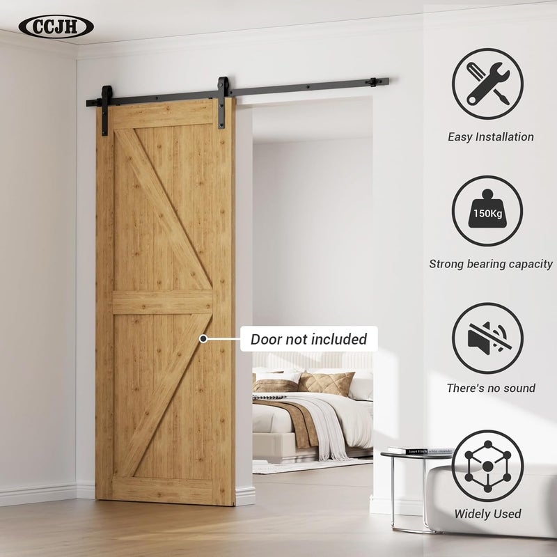 CCJH Barn Door Hardware Kit 4FT Sliding Track Heavy Duty for Single Max 24'' Wide Door Panel - Image 3