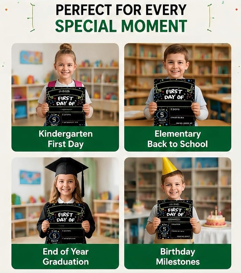 LCHYI First Day Last Day of School Chalkboard Double Sided Sign, 12" x 7.9" Reusable Back to School Board for Kids Photos, Teacher Gift Classroom Supplies - Image 5