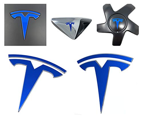Custom Cut Graphics Logo Decal Overlay Stickers for Tesla Model 3 2017 to 2023 Standard Wrap 11pc Set Gloss Blue - Image 1