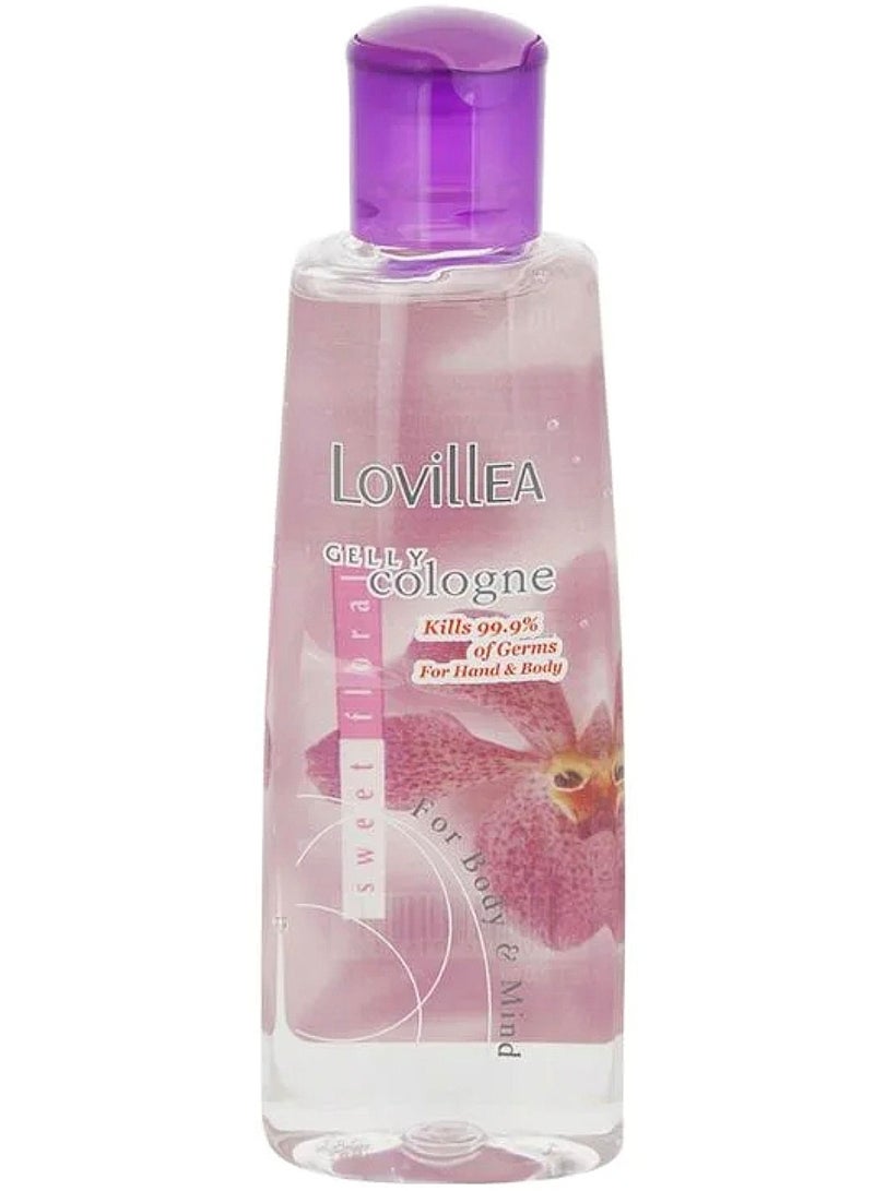 Lofelia Gel Cologne with a gel texture for body and face with sweet floral scent, transparent/purple, 200 ml