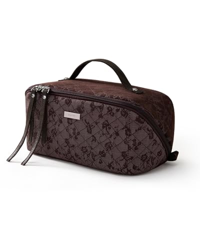 EACHY Travel Makeup Bag, Large Toiletry Bag for Women, Flat-Opening Organizer Pouch with Compartments - Image 1