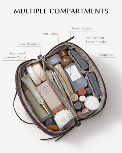 EACHY Travel Makeup Bag, Large Toiletry Bag for Women, Flat-Opening Organizer Pouch with Compartments - Image 2