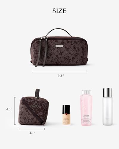 EACHY Travel Makeup Bag, Large Toiletry Bag for Women, Flat-Opening Organizer Pouch with Compartments - Image 4