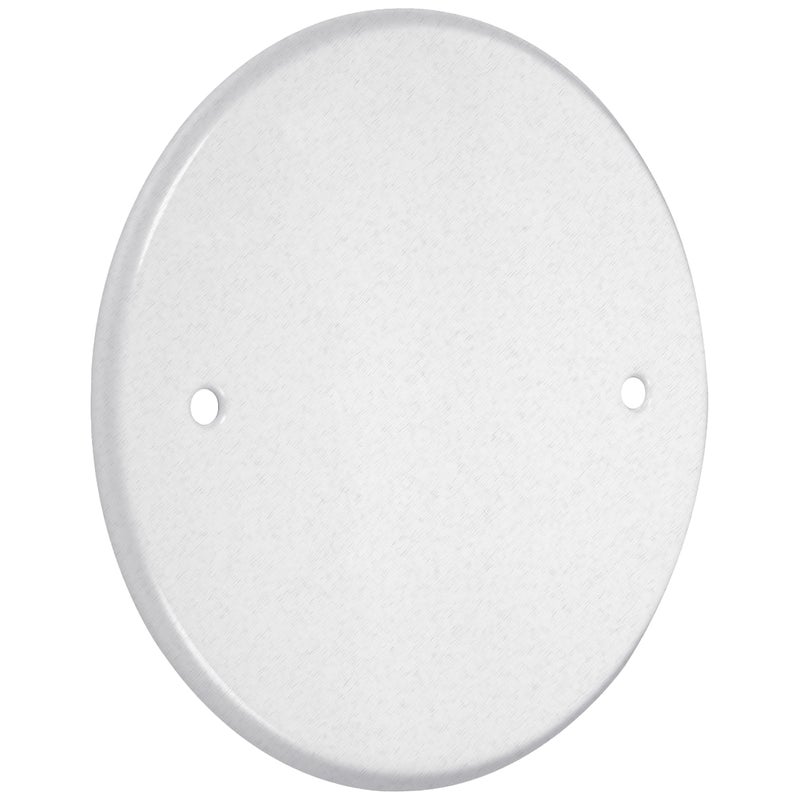 TayMac LPB3400 Flat Round Blank Plate Metallic 5 4-Inch. Box Mount, White Finish - Image 1