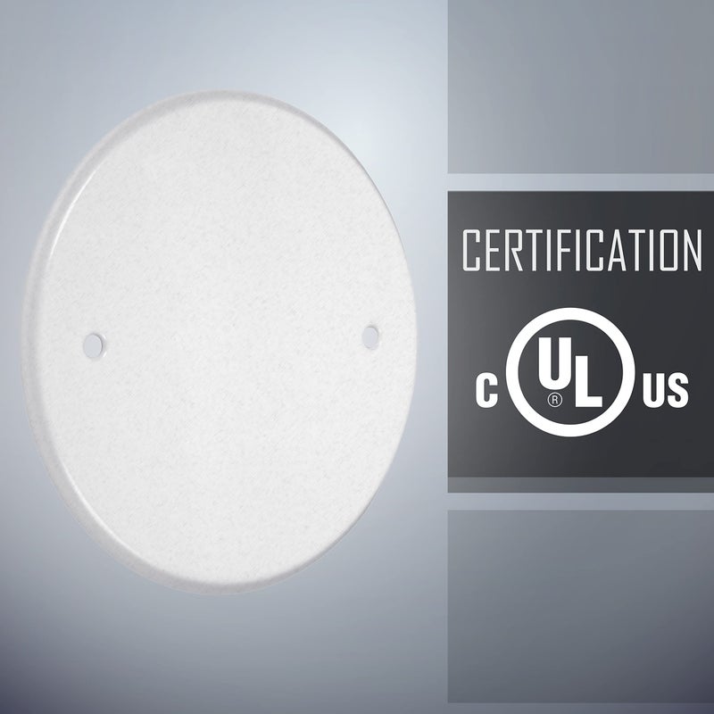 TayMac LPB3400 Flat Round Blank Plate Metallic 5 4-Inch. Box Mount, White Finish - Image 4