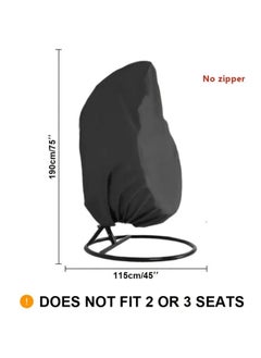 yongsheng Hanging Chair Cover - Waterproof Outdoor Hanging Egg Chair Cover with Durable Hem Cord, 210D Egg Swing Chair Cover 115cm D x 190cm H  - Image 2