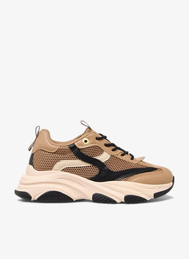 Celeste Women's Panelled Lace-Up Sneakers with Pull Tab