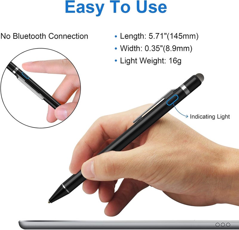 ان تي اتش جويس قلم ستايلس لجهاز iPad وبديل Apple Pencil، NTHJOYS قلم ستايلس نشط ذو نقطة دقيقة للشاشات اللمسية، قلم ستايلس عالمي لجهاز iPhone وأندرويد والتابلت، كتابة ورسم دقيقان، قابل لإعادة الشحن عبر USB - Image 5