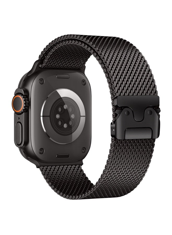 Titanium Milanese Loop Compatible with Apple Watch Bands 49mm 46mm 45mm 44mm for Men Women, Mesh Loop with Parachute-style Buckle for iWatch Ultra 2/Ultra Series 10 9 8 7 SE 2/SE 6 5 4  - Image 3