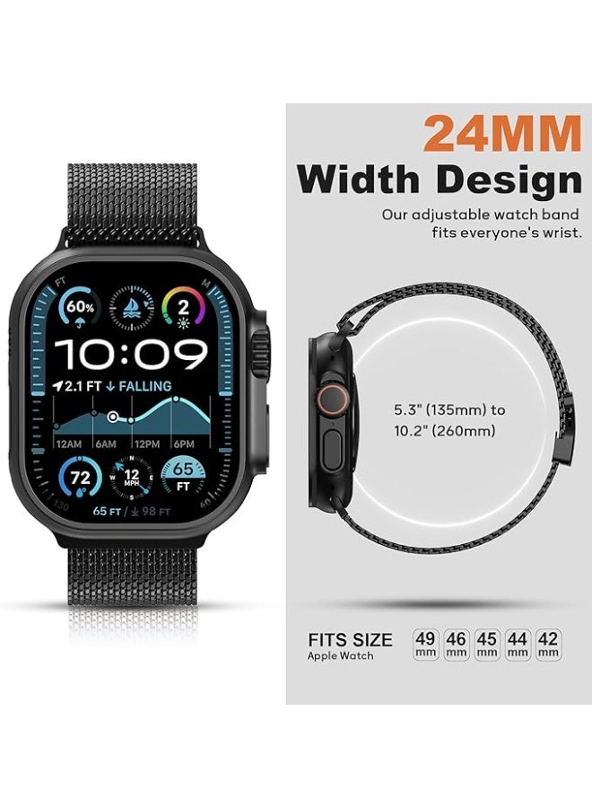Titanium Milanese Loop Compatible with Apple Watch Bands 49mm 46mm 45mm 44mm for Men Women, Mesh Loop with Parachute-style Buckle for iWatch Ultra 2/Ultra Series 10 9 8 7 SE 2/SE 6 5 4  - Image 5
