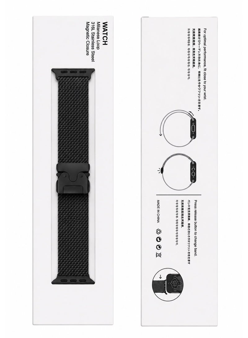 Saudi Select Titanium Milanese Loop Compatible with Apple Watch Bands 49mm 46mm 45mm 44mm for Men Women, Mesh Loop with Parachute-style Buckle for iWatch Ultra 2/Ultra Series 10 9 8 7 SE 2/SE 6 5 4 - Image 2