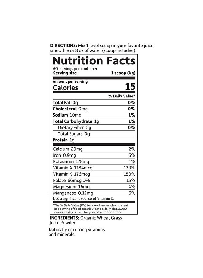 Garden of Life Raw 100% Organic Perfect Food Usa Wheat Grass Juice Green Superfood Powder 60 Servings Stevia & Gluten Free Nongmo Vegan Whole Food Dietary Supplement 8.46 Oz  - Image 5