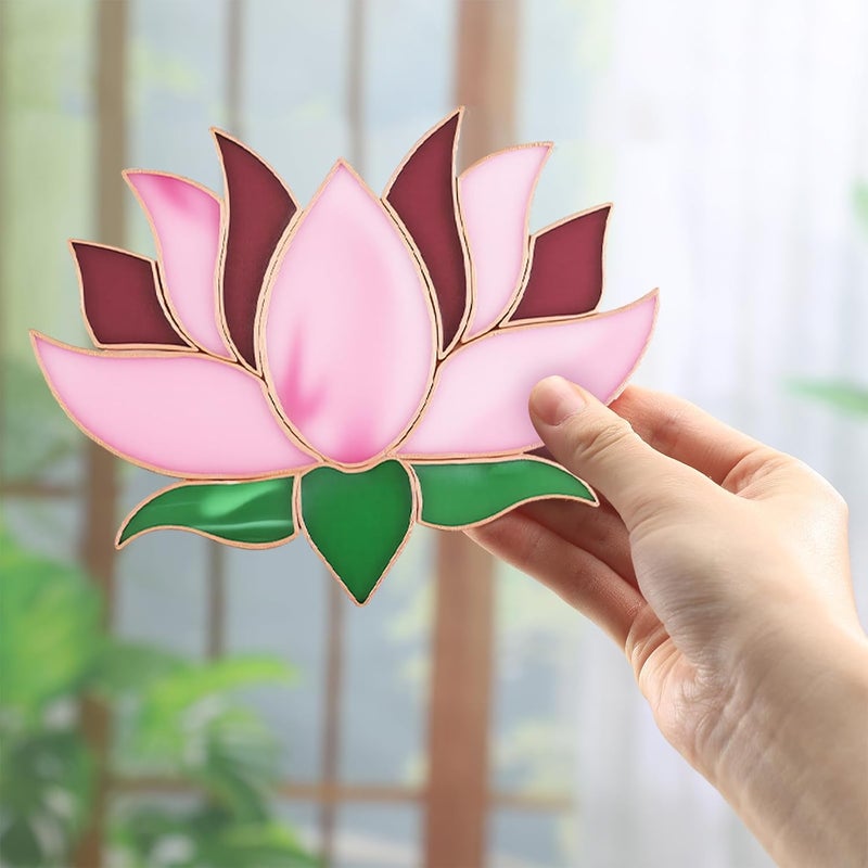 LemonRoad Unfinished Pre Cut Stained Glass for Adult Made Easy Stained Glass Craft with Solder Wire, Flux Brush for Home Birthday Party Decor(1 Set,Lotus Flower) - Image 5