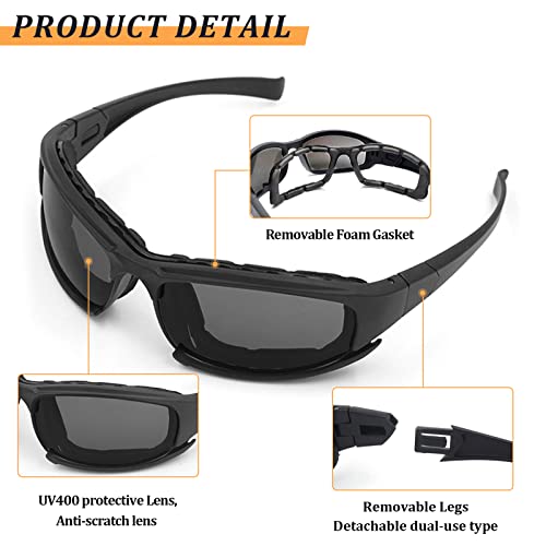 ALWAYSUV Safety Goggles Sunglasses Shooting Glasses UV-Protective Anti-Scratch Tinted Lenses Motorcycle Glasses Solid Military Eye Protection Glasses High Impact Resistant Sunglasses - Image 2