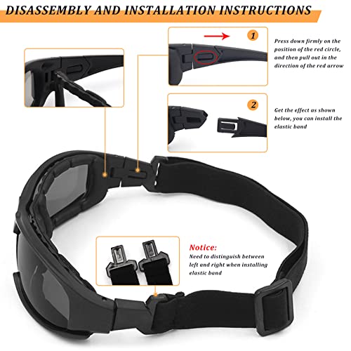 ALWAYSUV Safety Goggles Sunglasses Shooting Glasses UV-Protective Anti-Scratch Tinted Lenses Motorcycle Glasses Solid Military Eye Protection Glasses High Impact Resistant Sunglasses - Image 3