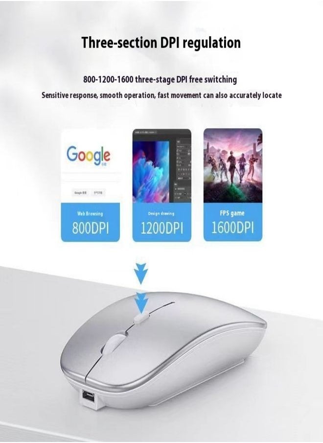 Premium Wireless Bluetooth Rechargeable Silent Mouse - Perfect for Laptops, Notebooks, Tablets & Business Use - Compatible with Dell, HP, Lenovo