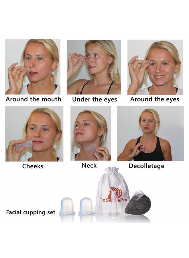 DoSensePro Facial Cupping Set for Face, Neck, and Body + Konjac Sponge - Silicone Face Cupping Set for Massage Therapy - Rejuvenating Facial Cups for Skin Care, Wrinkles, and Cellulite by DoSensePro - Image 3