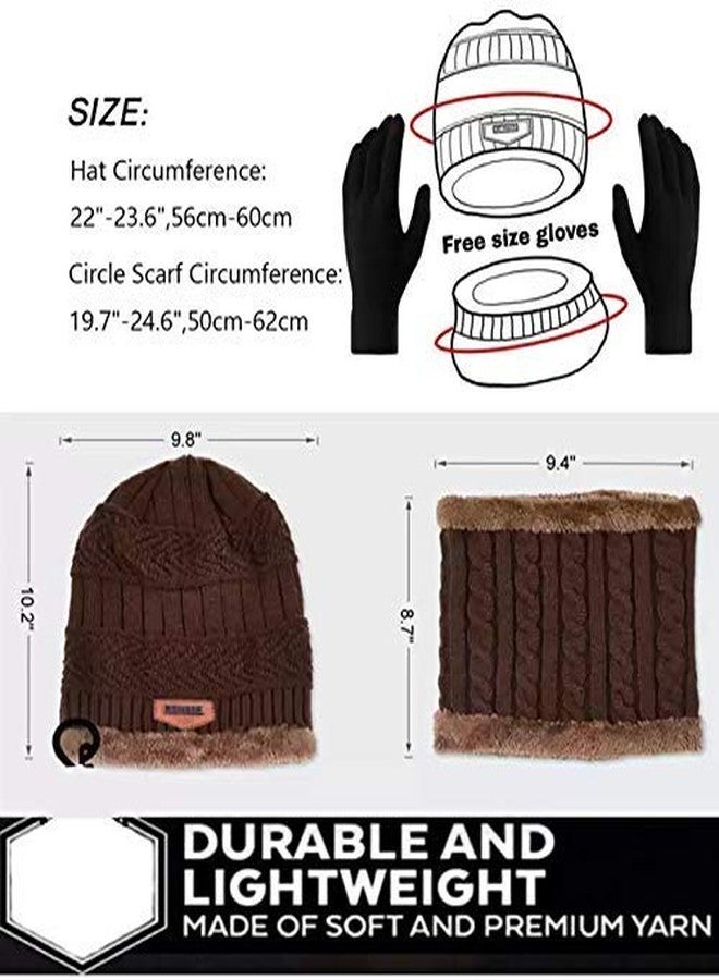 NAITH Winter Woolen Cap, Neck Warmer Scarf with Gloves Set| Beanie Style| 3 Piece Set| Warm Winter Neck Scarf, Gloves and caps Suitable for Men and Women|Stylish (Brown, Wool) - Image 4